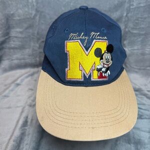 Vintage 1990s Micky Mouse Disney Hat - Navy and Tan
